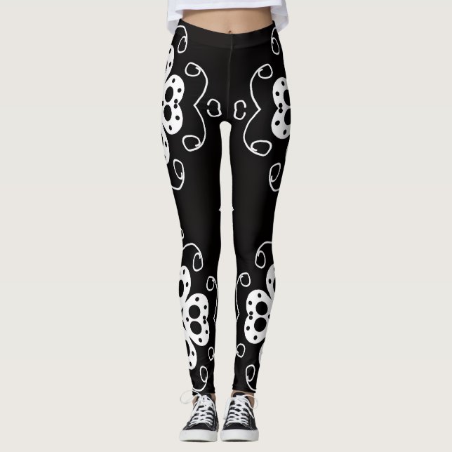 modern abstract flowers leggings (Front)