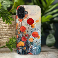 Modern Abstract Flowers Personalized Name
