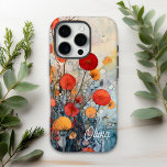 Modern Abstract Flowers Personalized Name iPhone 16 Pro Case<br><div class="desc">Modern Abstract Flowers Personalized Name iPhone 16 Pro Cases features modern abstract flowers in red,  orange and yellow with your personalized name in modern calligraphy script typography. Perfect as a gift for her for Christmas,  birthday,  holidays and more. Designed by ©2024 Evco Studio www.zazzle.com/store/evcostudio</div>