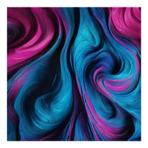 Modern Abstract Fluid Art- Blue and Pink- Poster