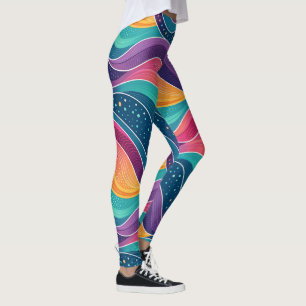 Modern Abstract Fluid Waves Seamless Pattern Leggings