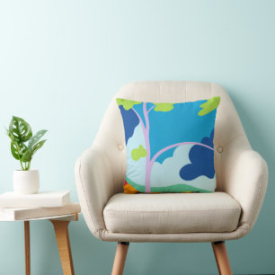 Modern Abstract Forest Landscape Square Cushion