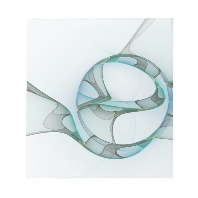 Modern Abstract Fractal Art Blue Turquoise Gray Notepad (Front)