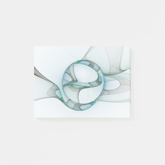Modern Abstract Fractal Art Blue Turquoise Gray Post-it Notes (Front)