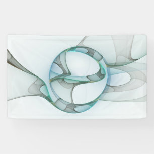 Modern Abstract Fractal Art Blue Turquoise Grey Banner