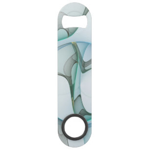 Modern Abstract Fractal Art Blue Turquoise Grey Bar Key