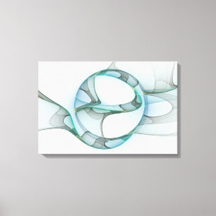 Modern Abstract Fractal Art Blue Turquoise Grey Canvas Print