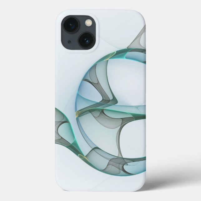Modern Abstract Fractal Art Blue Turquoise Grey Case-Mate iPhone Case (Back)