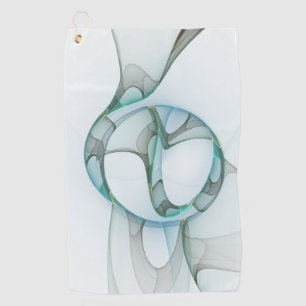 Modern Abstract Fractal Art Blue Turquoise Grey Golf Towel