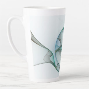 Modern Abstract Fractal Art Blue Turquoise Grey Latte Mug