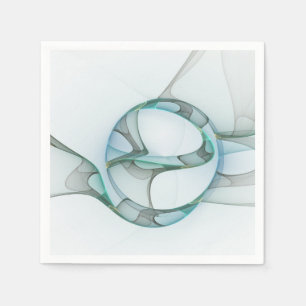 Modern Abstract Fractal Art Blue Turquoise Grey Napkin