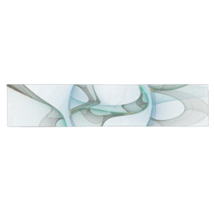 Modern Abstract Fractal Art Blue Turquoise Grey Short Table Runner