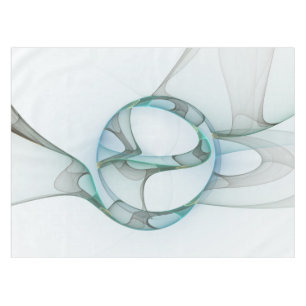Modern Abstract Fractal Art Blue Turquoise Grey Tablecloth