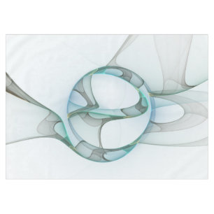 Modern Abstract Fractal Art Blue Turquoise Grey Tablecloth