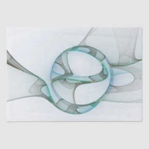 Modern Abstract Fractal Art Blue Turquoise Grey Tissue Paper