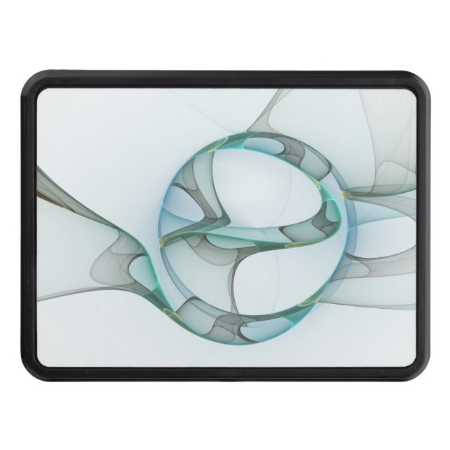 Modern Abstract Fractal Art Blue Turquoise Grey Trailer Hitch Cover (Front)