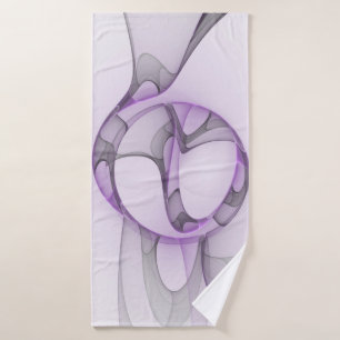 Modern Abstract Fractal Art Lavender Grey Bath Towel