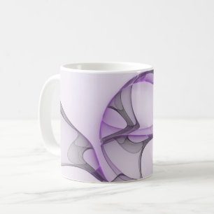 Modern Abstract Fractal Art Lavender Grey Coffee Mug