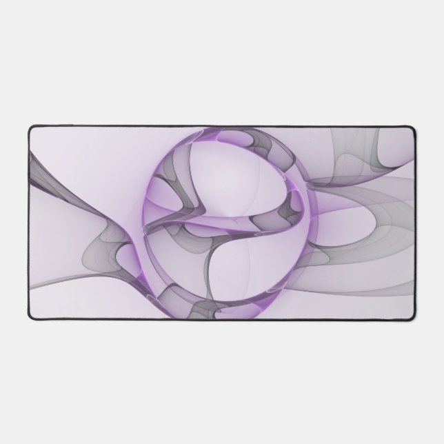 Modern Abstract Fractal Art Lavender Grey Desk Mat (Front)
