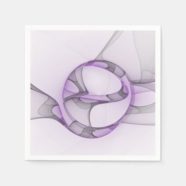 Modern Abstract Fractal Art Lavender Grey Napkin (Front)