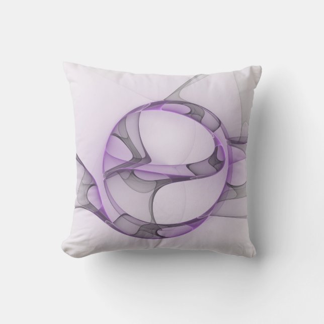 Modern Abstract Fractal Art Lavender Grey Throw Pillow (Front)