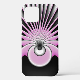 Modern Abstract Fractal Art Pink Gray Black Figure iPhone 12 Pro Case