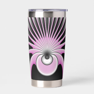 Modern Abstract Fractal Art Pink Grey Black Figure Insulated Tumbler