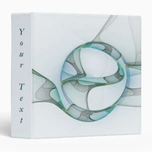 Modern Abstract Fractal Blue Turquoise Grey Text Binder