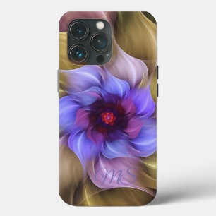 Modern Abstract Fractal Colourful Flower Monogram  iPhone 13 Pro Case