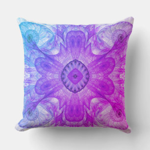 Modern Abstract Fractal Pink and Blue Design Throw Pillow