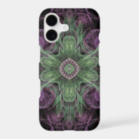 Modern Abstract Fractal Purple and Green Design