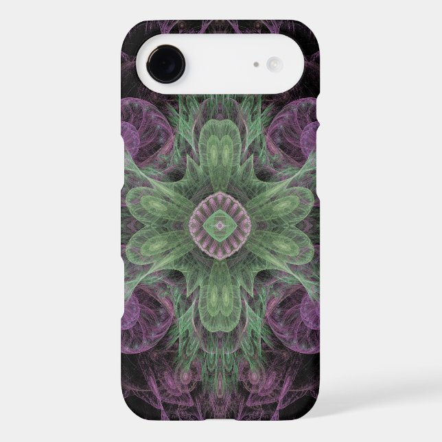 Modern Abstract Fractal Purple and Green Design (Verso)