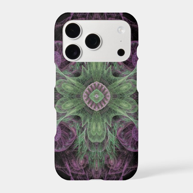 Modern Abstract Fractal Purple and Green Design (Verso)