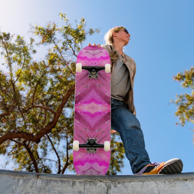 Modern abstract Fuchsia pattern  Skateboard (Outdoor 1)