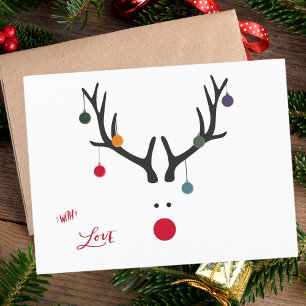 Modern abstract funny Christmas reindeer baubles Holiday Postcard