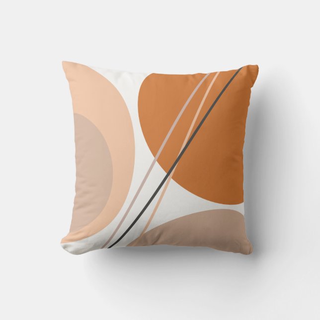 Modern Abstract Geo Pastel Brown Cream Pink Throw Pillow (Front)