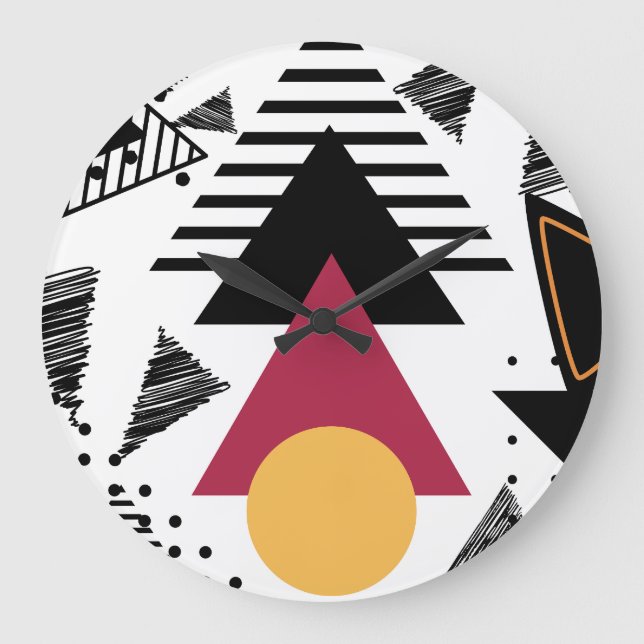 Modern Abstract geometric art Large Clock (Front)