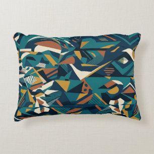 Modern Abstract Geometric Art - Retro Teal Orange Accent Pillow