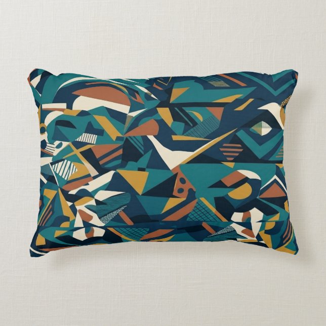 Modern Abstract Geometric Art - Retro Teal Orange  Accent Pillow (Front)