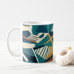 Modern Abstract Geometric Art - Retro Teal Orange  Coffee Mug