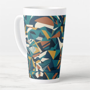 Modern Abstract Geometric Art - Retro Teal Orange Latte Mug
