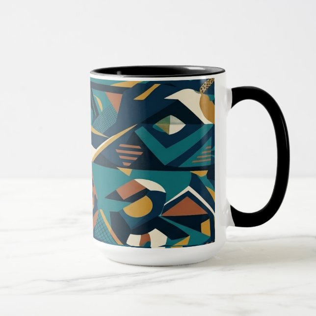 Modern Abstract Geometric Art - Retro Teal Orange  Mug (Right)