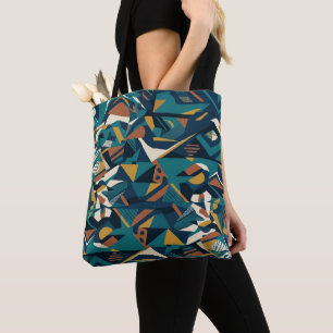 Modern Abstract Geometric Art - Retro Teal Orange Tote Bag