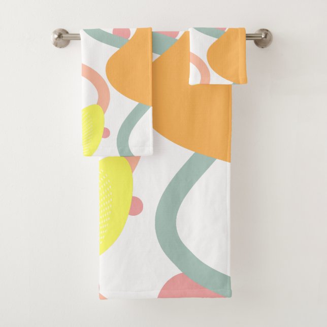 Modern Abstract Geometric Bathroom Towel Set  (Insitu)