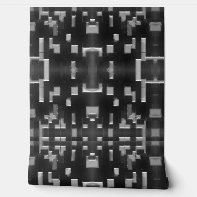 Modern Abstract Geometric Black and White Design Wallpaper (Unrolling)