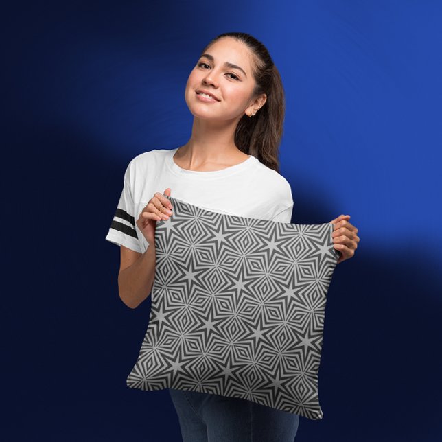 Modern Abstract Geometric Black Grey Pattern  Throw Pillow (Creator Uploaded)