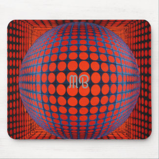 Modern Abstract Geometric Black Red Blue Pattern Mouse Pad