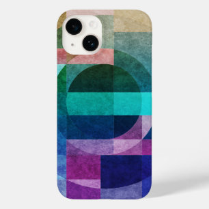 Modern abstract geometric Blue green pink Circle Case-Mate iPhone 14 Case