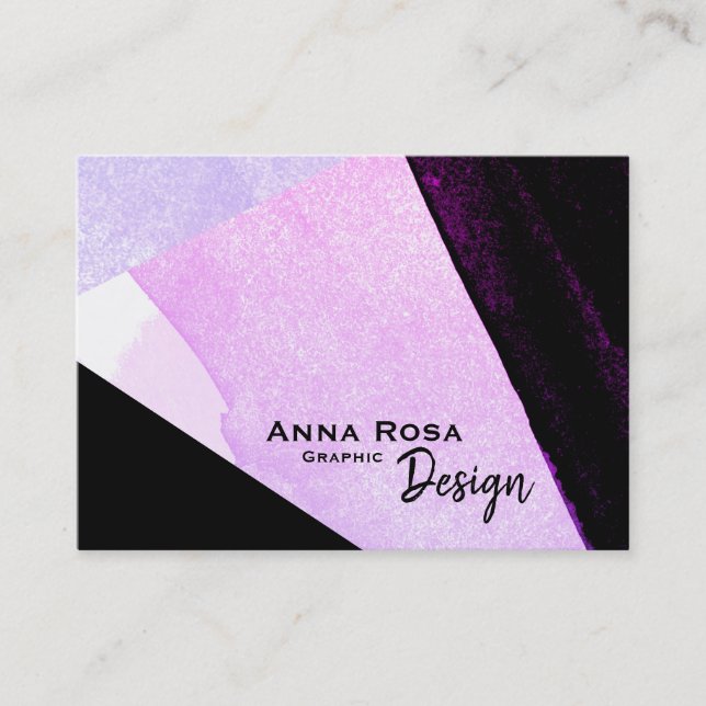 *~* Modern Abstract Geometric Bold Black Blue Pink Business Card (Front)