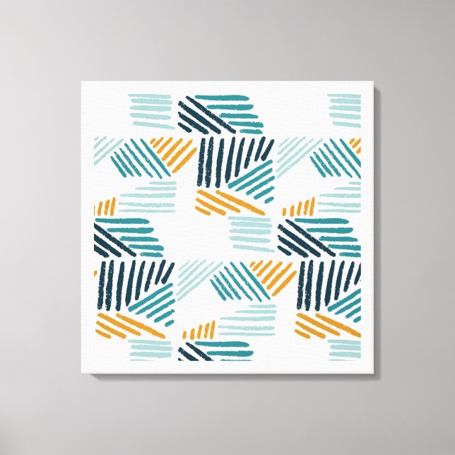 Modern Abstract Geometric Brush Pattern Canvas Print (Front)